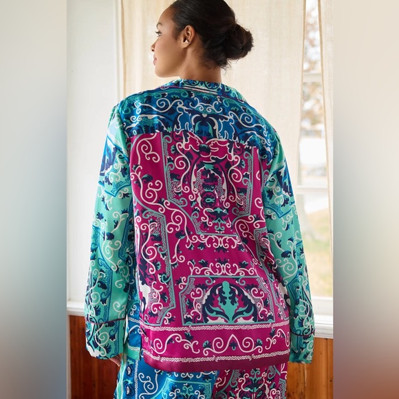 Anthropologie Silky Printed Pyjama Top - Picture 2 of 12